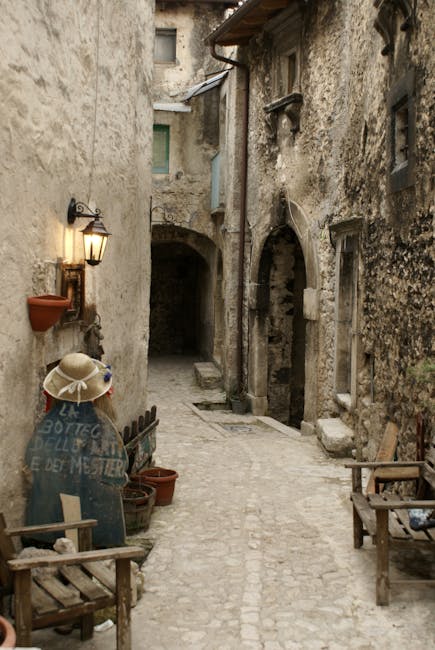 Old stone street San Gimignano afternoon light
